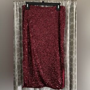 Vici Wine colored Sequin Midi Skirt